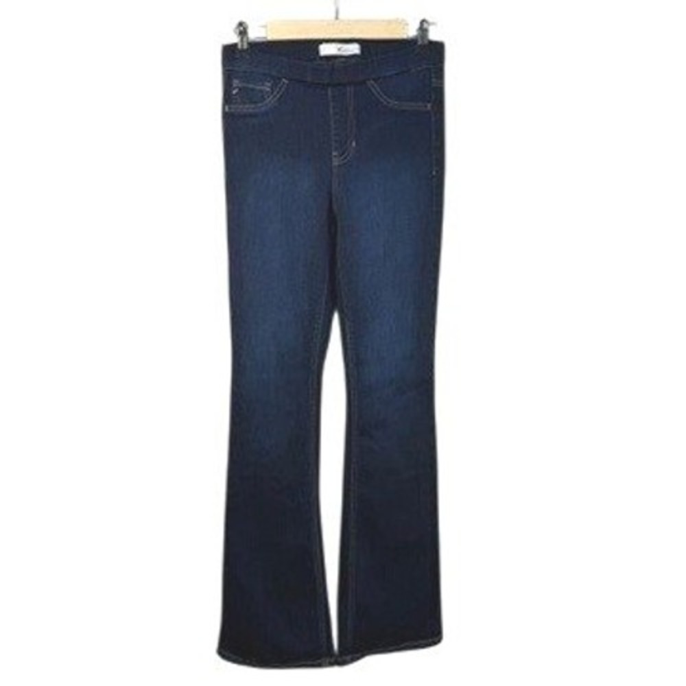 KanCan Womens Dark Wash High Rise Pull On Flare Jeans Pull-on Comfort Size 7/27